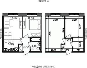 2-к квартира, строящийся дом, 37м2, 2/8 этаж