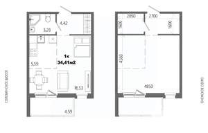 1-к квартира, строящийся дом, 34м2, 9/14 этаж