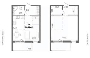 1-к квартира, строящийся дом, 34м2, 6/14 этаж