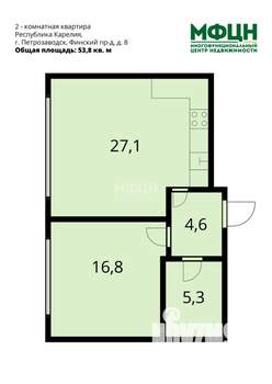 2-к квартира, вторичка, 54м2, 5/5 этаж