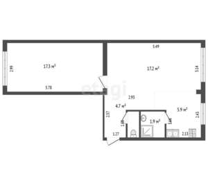 2-к квартира, вторичка, 48м2, 1/5 этаж