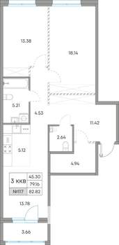 3-к квартира, вторичка, 83м2, 2/7 этаж