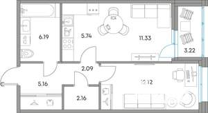 2-к квартира, вторичка, 48м2, 3/7 этаж