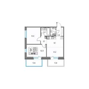 3-к квартира, вторичка, 63м2, 4/5 этаж