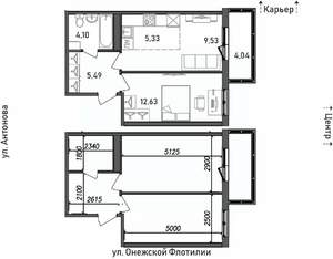2-к квартира, строящийся дом, 41м2, 13/17 этаж