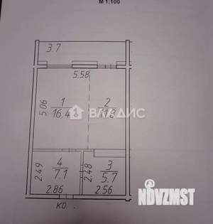 2-к квартира, вторичка, 48м2, 3/16 этаж