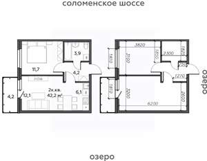 2-к квартира, строящийся дом, 42м2, 3/25 этаж