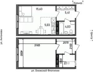 1-к квартира, строящийся дом, 30м2, 14/17 этаж