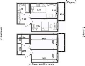2-к квартира, строящийся дом, 41м2, 16/17 этаж