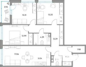 4-к квартира, вторичка, 89м2, 5/7 этаж