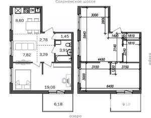 2-к квартира, вторичка, 53м2, 1/9 этаж