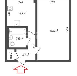 1-к квартира, вторичка, 32м2, 1/5 этаж