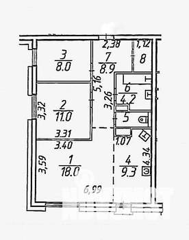 3-к квартира, вторичка, 63м2, 3/14 этаж