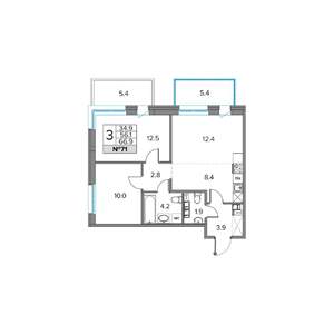 3-к квартира, вторичка, 67м2, 3/5 этаж