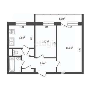 2-к квартира, вторичка, 53м2, 4/9 этаж