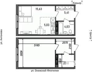 1-к квартира, строящийся дом, 30м2, 13/17 этаж