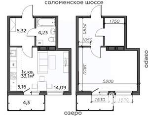 1-к квартира, строящийся дом, 33м2, 8/21 этаж