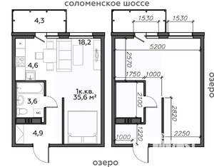 1-к квартира, строящийся дом, 36м2, 18/25 этаж