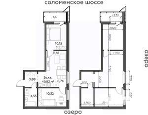 3-к квартира, строящийся дом, 50м2, 17/21 этаж