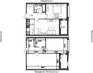 2-к квартира, строящийся дом, 52м2, 8/8 этаж