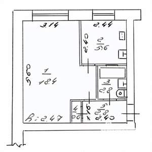 1-к квартира, вторичка, 30м2, 1/5 этаж