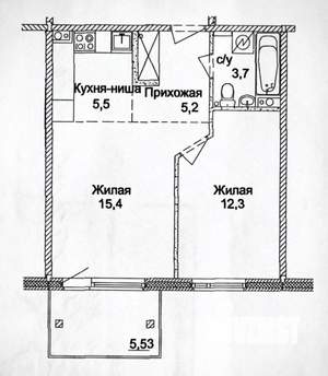 2-к квартира, сданный дом, 42м2, 5/5 этаж