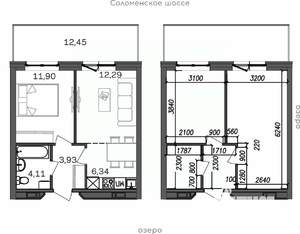 2-к квартира, строящийся дом, 51м2, 1/9 этаж