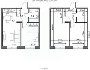 2-к квартира, строящийся дом, 38м2, 1/25 этаж