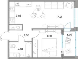 2-к квартира, вторичка, 43м2, 3/7 этаж