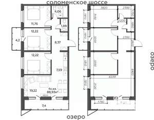 4-к квартира, строящийся дом, 89м2, 21/21 этаж