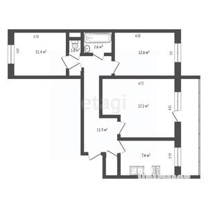 3-к квартира, вторичка, 65м2, 1/10 этаж