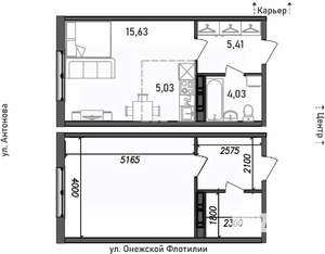 1-к квартира, строящийся дом, 30м2, 14/17 этаж