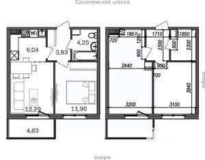 2-к квартира, строящийся дом, 43м2, 5/9 этаж