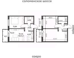 2-к квартира, строящийся дом, 43м2, 5/21 этаж