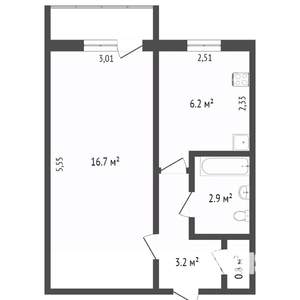1-к квартира, вторичка, 30м2, 2/5 этаж