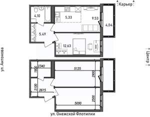 2-к квартира, строящийся дом, 41м2, 15/17 этаж