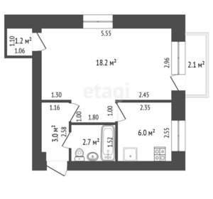 1-к квартира, вторичка, 31м2, 2/5 этаж
