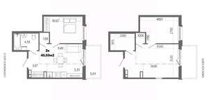 2-к квартира, строящийся дом, 40м2, 7/14 этаж