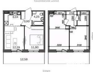 2-к квартира, строящийся дом, 51м2, 1/9 этаж