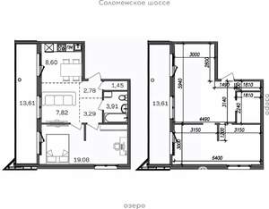 2-к квартира, строящийся дом, 61м2, 7/9 этаж