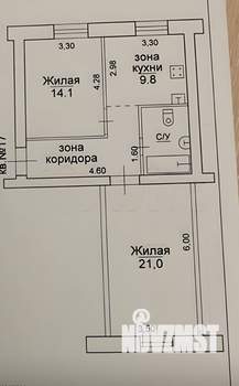 2-к квартира, вторичка, 60м2, 4/4 этаж