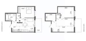 2-к квартира, строящийся дом, 40м2, 9/14 этаж
