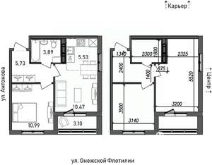2-к квартира, строящийся дом, 40м2, 1/17 этаж