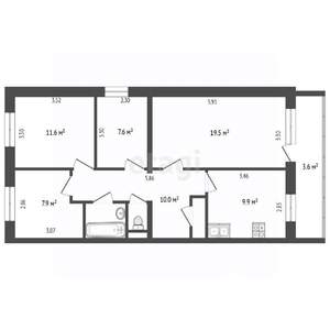 4-к квартира, вторичка, 71м2, 3/9 этаж