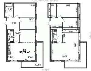 3-к квартира, строящийся дом, 94м2, 6/9 этаж