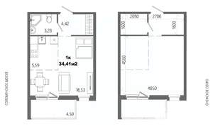 1-к квартира, строящийся дом, 34м2, 9/14 этаж