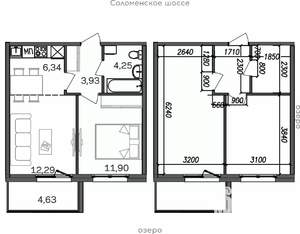 2-к квартира, строящийся дом, 43м2, 4/9 этаж