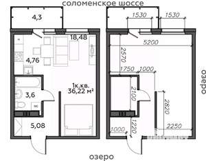 1-к квартира, строящийся дом, 36м2, 4/21 этаж