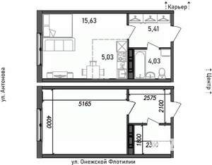 1-к квартира, строящийся дом, 30м2, 15/17 этаж