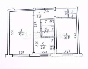 2-к квартира, вторичка, 44м2, 1/5 этаж
